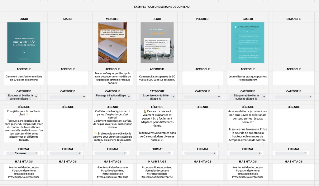 calendrier de contenu sous Google Sheet